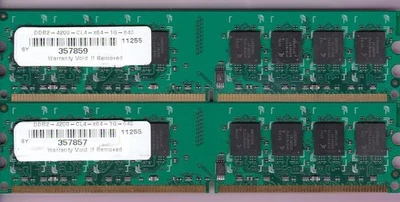 2GB 2x1GB QIMONDA PC2-4200 DDR2-533 DDR2-4200-CL4-x64-1G-648 DESKTOP MEMORY KIT - Image 1 of 2