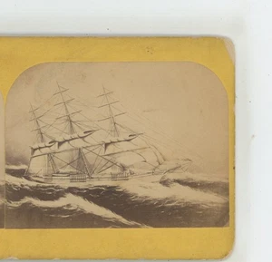Drawing Art of Clipper Ship Stereoview - Picture 1 of 3