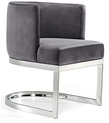  Colección Gianna Moderna | Terciopelo Contemporáneo Tapizado Gris Base Cromo Foto 1 de 4