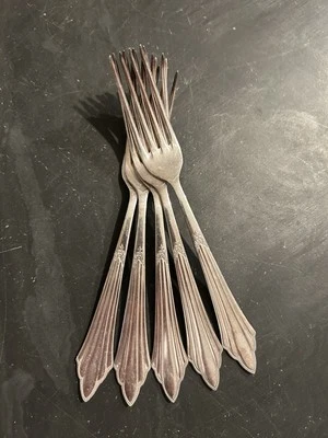Set of 5 WMF 90 Germany Silverplate FACHER Silver Plate Dinner FORK 7” - Image 1 of 2