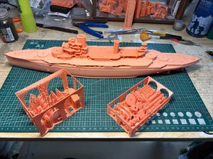 3D Printed 1/350 French Navy Bretagne-class Battleship Unpainted Model Kit NEW - Picture 1 of 9