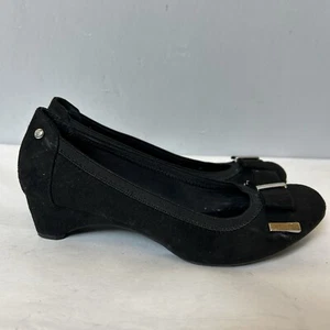 Dana Buchman High Heels Womens 8 Black Vintage Darcy Low Wedge - Picture 1 of 12