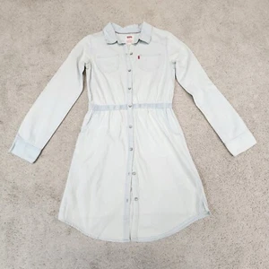 Levi's Light Wash Denim Shirt Dress Youth Large 12-13 Girl Long Sleeve Blue - Picture 1 of 7