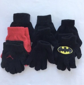 Lot Of 8 Boy’s Winter Knitted Magic Gloves Red, Black & Batman Size 4-7 Yrs. GC - Picture 1 of 5