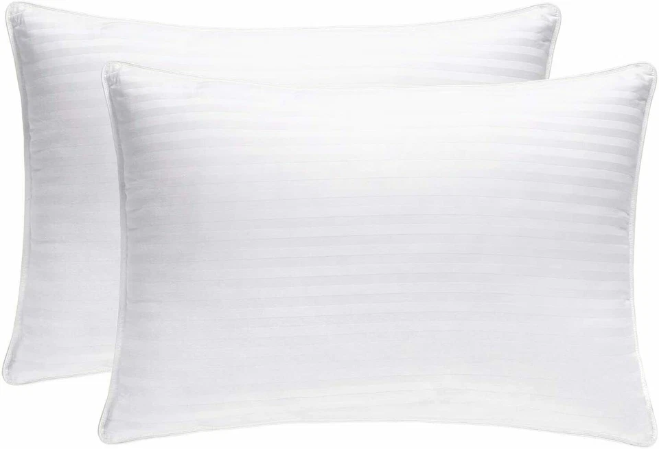 Extra Filled Pillows 2 Pack Hotel Quality Firm Deluxe Egyptian Stripe Pillows - Image 1 of 4