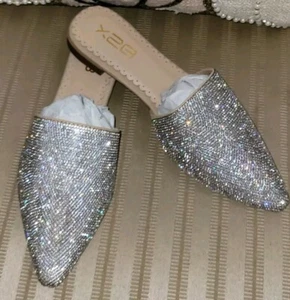 Damen Pantoletten Strass Glitzer - Bild 1 von 11