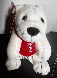 Plüsch Coca-Cola Eisbär mit rotem Schal 1993 aus Dakin selten ausgemustert - Bild 1 von 8
