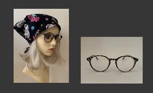 Vintage Inspired Glasses Animal Pattern Round Blue Tinted Lenses With Black Case - Picture 1 of 24