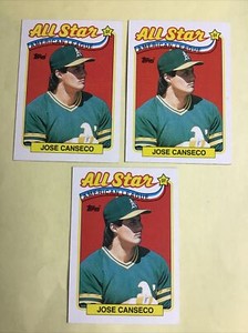 1989 Topps Baseball #401 Jose Canseco  ALL STAR - 3 CARDS LOT  - NM-MINT  2580