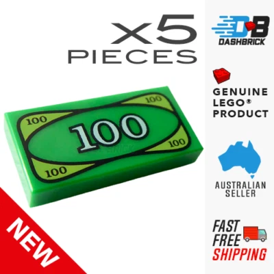 x5 Genuine LEGO® - Minifigure Accessory - Money/Cash 100 Dollar Bill [3069bpx7] - Imagem 1 de 4