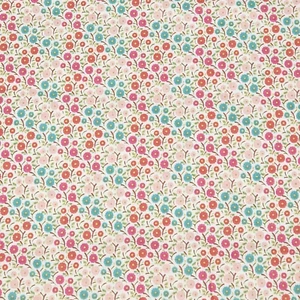 Cotton Fabric Calico Floral Print Pink Red Green 2 5/8 yards 44" Jules & Coco - Picture 1 of 3