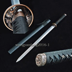 Montajes de doble filo de hoja de acero al carbono espada recta japonesa hoja de acero volador - Imagen 1 de 12
