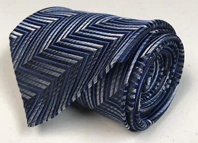 Corbata italiana a rayas geométrica azul gris La Vita Di Moda 100 % seda vintage Foto 1 de 4