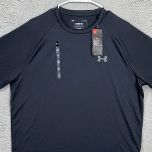 Under Armour Adult Mens T-Shirt Large Black The Tech Tee Short Sleeve Logo NEW - Picture 1 of 9