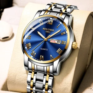 Watch Men Stainless Steel Waterproof Watches Mens Quartz Wristwatch - Picture 1 of 24