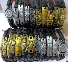 wholesale 20 men's 10styles Gothic leather bracelet wristbands skull head