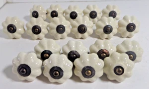 19x ceramic brass drawer pulls knobs used vintage 2 sizes - Picture 1 of 4