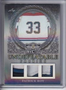 2017-18 Leaf Invictus Undefeatable Fabric Prime Silver #14 Patrick Roy PATCH /2