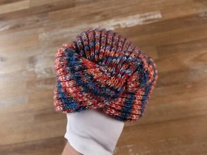 MISSONI gorro de lana grueso estilo turbante rojo y azul talla única auténtico - Imagen 1 de 7