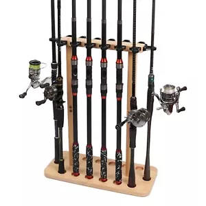 Fishing Rod Storage Racks 100% Wood Floor Stand Fishing Pole Holders for Gar - Picture 1 of 7
