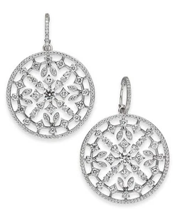 Eliot Danori Silver-Tone Pave Medallion Drop Hoop Earrings - Picture 1 of 2