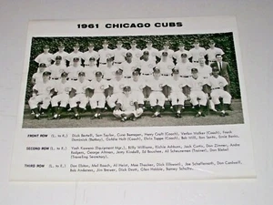 1961 Chicago Cubs Team Photo 8 x 10 Banks Santo Billy Williams Ashburn Zimmer - Picture 1 of 2