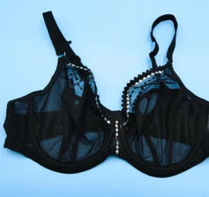 Elomi 40DD Bra Underwired Black Mesh Underwired Full Cup Matilda Lingerie 8900 - Picture 1 of 9