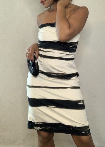 OFF WHITE Abito elegante The Limited Off bianco e nero a righe taglia 4 nero bianco