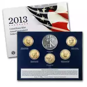 U.S. Mint Uncirculated Dollar Coin Set 6 Dollar Coins & 2013-W SILVER EAGLE XA5 - Bild 1 von 10