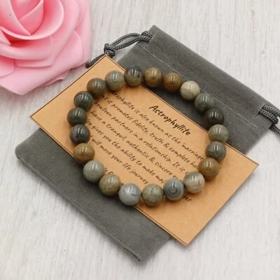 ASTROPHYLLITE Bracelet Stretch Fit Handmade Gift Bag & Card Gemstone 4/6/8mm - Image 1 of 4