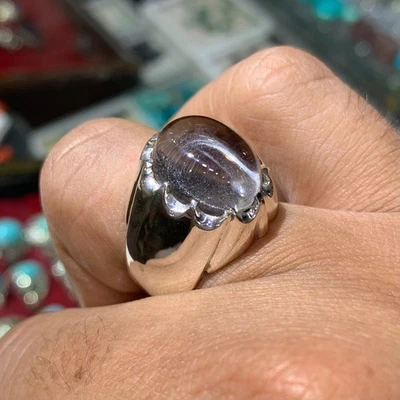 Anillo de cuarzo blanco, anillo Dure Najaf para hombre, anillo de plata de ley 925, anillo chiíta Foto 1 de 4
