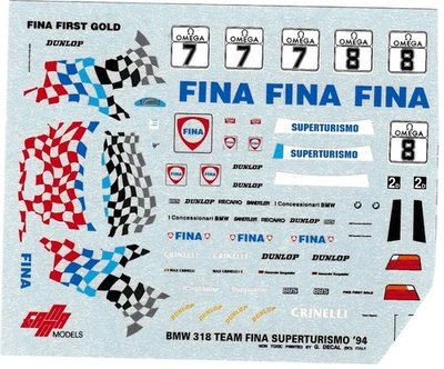 Decal 1/43 BMW 318i "FINA FIRST GOLD " CIVT'94 Cartograf decal RARE - Immagine 1 di 2