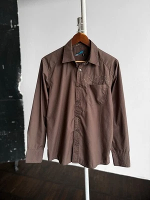 Rip Curl Mens Brown Embroidered Logo Long Sleeve Button Up Shirt Size - S/M - Image 1 of 4