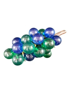 Vintage Large Lucite Grapes Green Blue Cluster on Driftwood 13" - Picture 1 of 9
