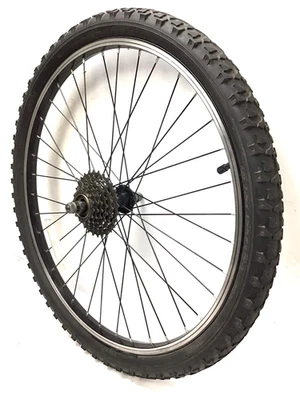 Bicicleta Trasera 24" Rueda Negra 6 Velocidades Rueda Libre y Neumático 1.95" Bicicleta de Montaña #J5 Foto 1 de 3