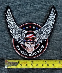 NOS - TO HELL AND BACK Winged Skull IRON ON Patch USA OUTLAW BIKER PATCH - Picture 1 of 10