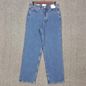 Jeans filo universale donna 8 blu vita alta dritto bottoni mosca denim elasticizzato - Foto 1 di 14