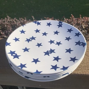 Pottery Barn Melamin 5 Salatteller weiß & dunkelblau Sterne Outdoor Geschirr - Bild 1 von 16