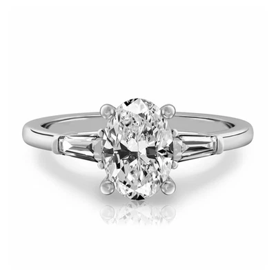 Platinum Diamond Ring For Wedding Lab Grown Oval 1.3 Carat IGI Certified PT950 - Image 1 of 4