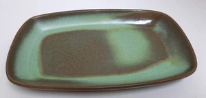 Vintage Frankoma Pottery Serving Snack Tray 5PS Prairie Green 9.5" x 6" - Picture 1 of 6