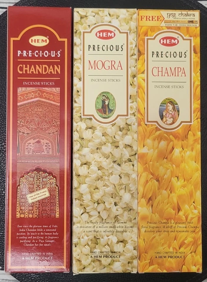 Hem Incense Sticks Variety Pack | Champa-Mogra-Chandan | pack of 3 | 100 g Each - Image 1 of 2