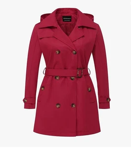 Creatmo Damen Trench Zweireiher klassisches Revers Mantel mit Gürtel Größe S (12-B) - Bild 1 von 8