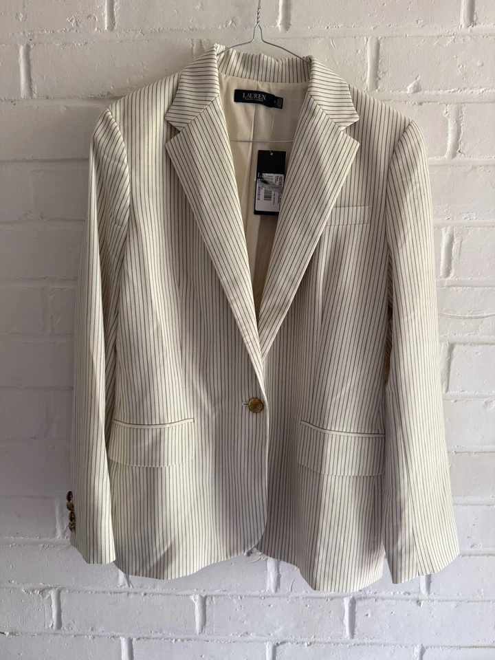 Chaqueta/Blazer Ralph Lauren para mujer mezcla de lana talla 12 EE. UU. AJUSTE 14 PRECIO DE VENTA SUGERIDO POR EL FABRICANTE $295,00 EE. UU. Foto 1 de 4