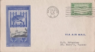 Air Mail FDC US C21-7c H Ioor Capital photo cachet Washington ZAYIX 062822SM11 - Image 1 of 2