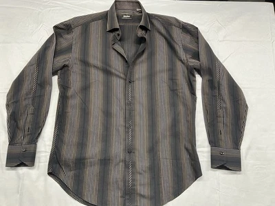 Camisa de vestir de algodón suave a rayas Neiman Marcus mediana con botones para hombre nueva sin etiquetas Foto 1 de 4