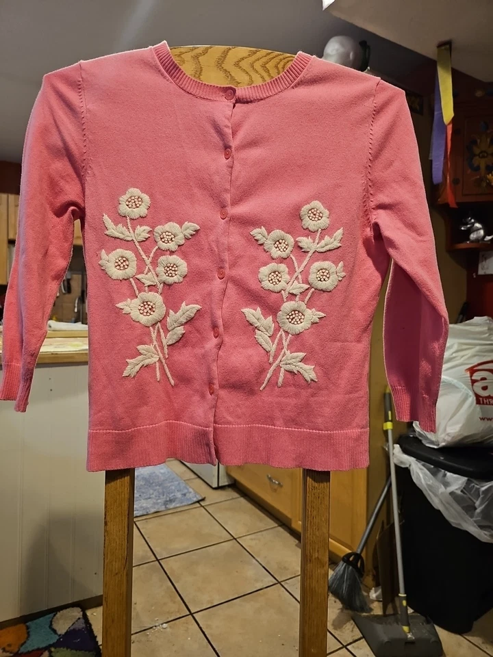 Girls Size Medium Pink Garnet Hill Cardigan - Image 1 of 4