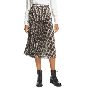 Birgitte Herskind Nussa Pleated Skirt Horse Print Size 38 / 8 US - Picture 1 of 9