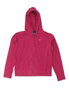 NIKE Womens Zip Hoodie Sweater UK 16 Large Pink Cotton AQ02 - Picture 1 of 3