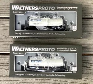 2 WALTHERS 1/87 HO 40' 16K GAL FUNNEL-FLOW TANK CARS CYPRUS RD #s 14203 & 14204 - Picture 1 of 21