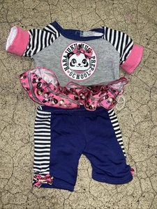 Camicia a righe Build-A-Bear Harajuku Panda pantaloni bianchi vestiti ragazza orsacchiotto 49B - Foto 1 di 7